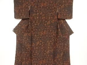 未使用品　縮緬地花鳥更紗模様小紋着物